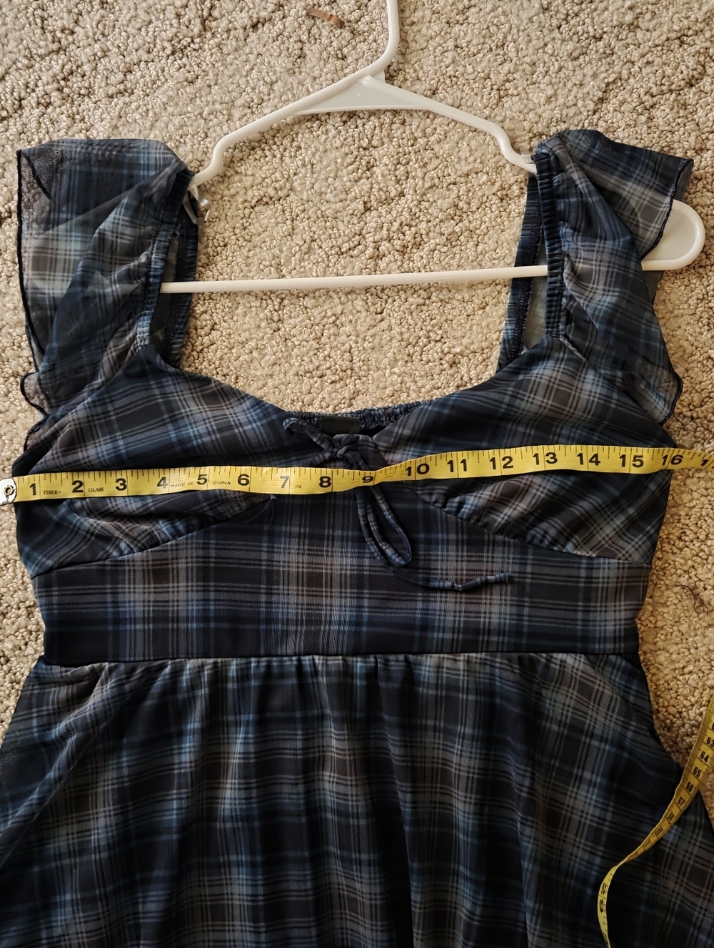 Wild fable Teal Plaid Mini Dress with Flutter Sleeves - Picture 6 of 6